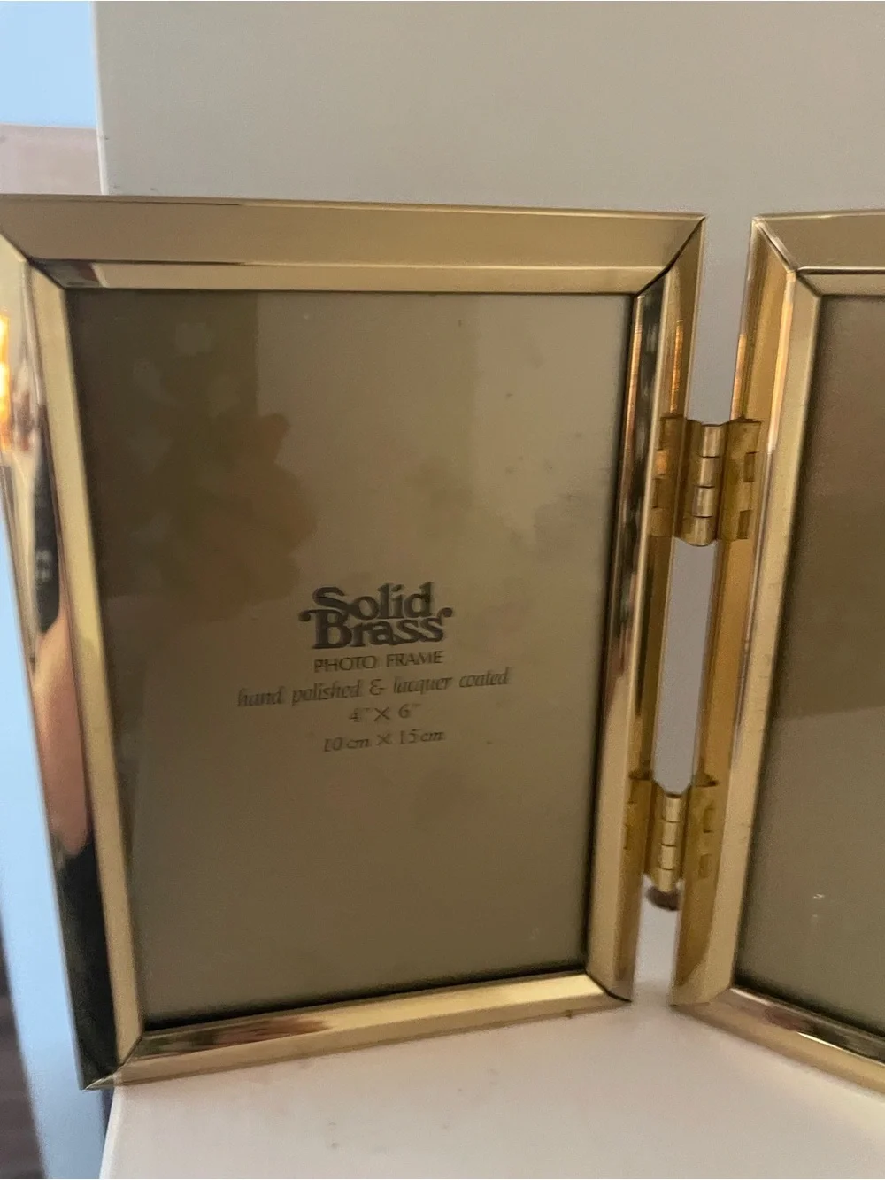 Vintage Solid Brass Double Hinged 4x6 Photo Frame Folding Desk Frame
